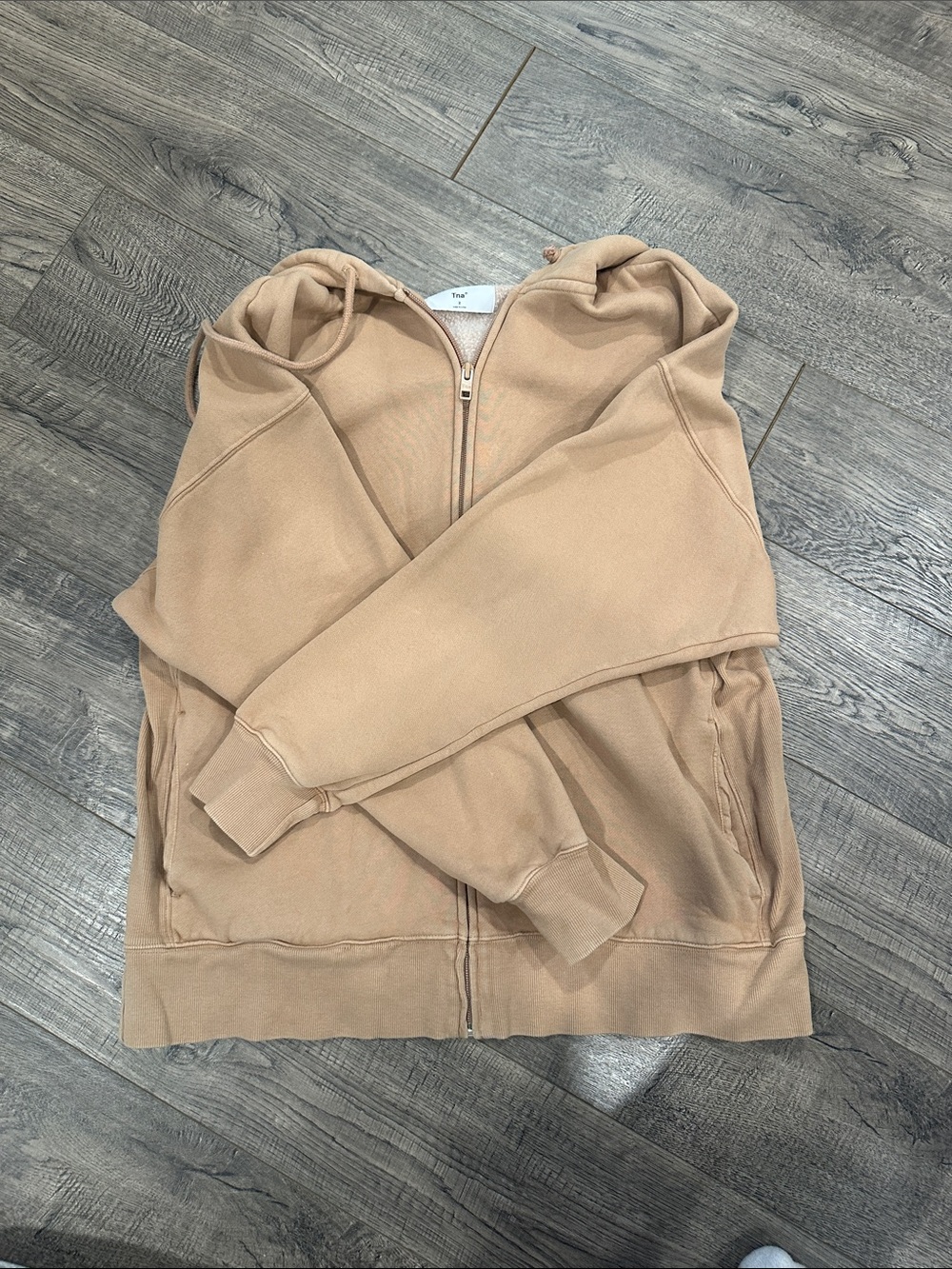 TNA Camel Full-Zip Hoodie with Sherpa Lining